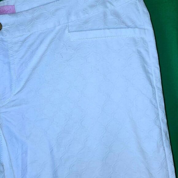 Lilly Pulitzer Womens White Kelly Textured Ankle Skinny Pants 14 - Picture 3 of 6